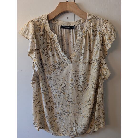 Doe & Rae Tops - Doe & Rae Cream Floral V Neck Blouse